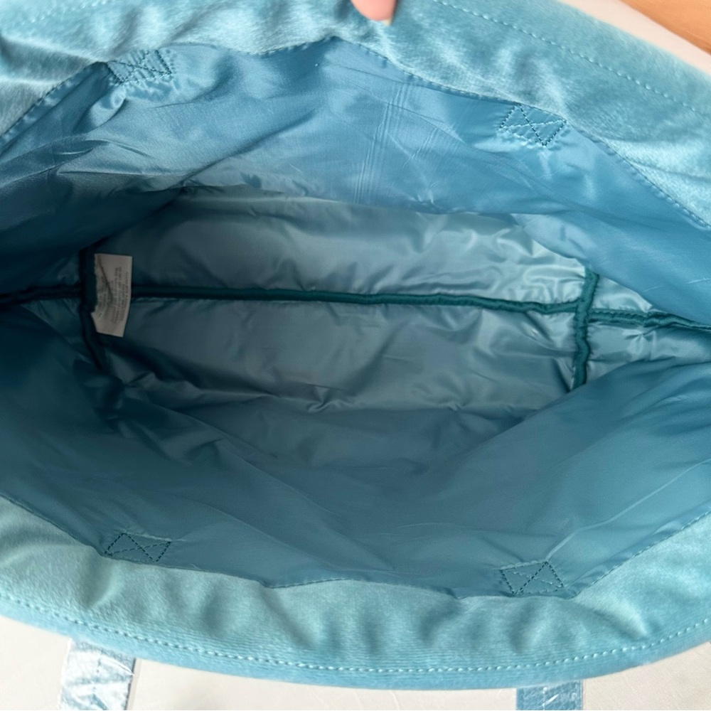 Silver Blue Quilted Velvet Tote - Picture 6 of 8
